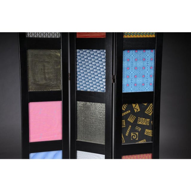 Multi-Colored Ebonized Room Divider For Sale - Image 4 of 18