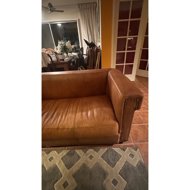 Traditional 1990s Vintage Ralph Lauren Brown Leather Sofa For Sale - Image 3 of 10
