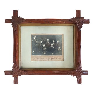 Antique Acorn and Leaf-Carved Oak Photo Frame, 1916 For Sale