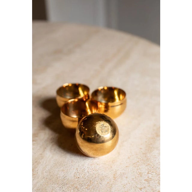 1960s Pierre Forssell Brass Decanter & Bowl Cups- 5 Pieces For Sale - Image 9 of 11