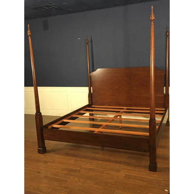 King Size Mahogany Pencil Post Bed by Leighton Hall - Showroom Sample For Sale - Image 9 of 11