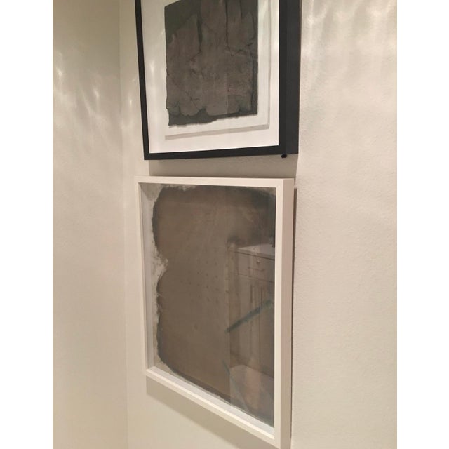 Mid-Century Modern Mid-Century Abstract Mixed Media Painting in Black & White, Framed, 19.25” Square For Sale - Image 3 of 12