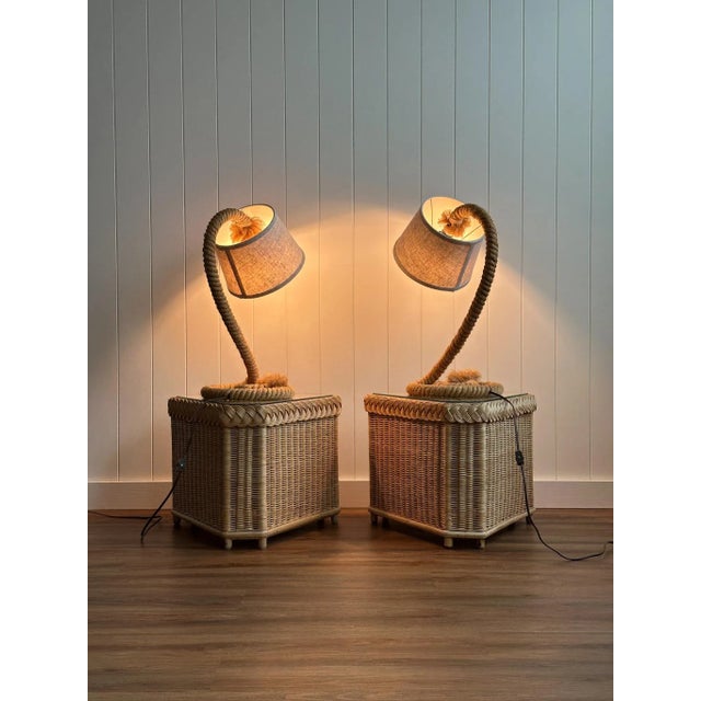 Coastal Vintage Jute Rope Table Lamps, Pair For Sale - Image 11 of 18