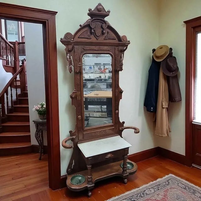 1880's Victorian Eastlake-Style Walnut Hall Tree For Sale - Image 12 of 12