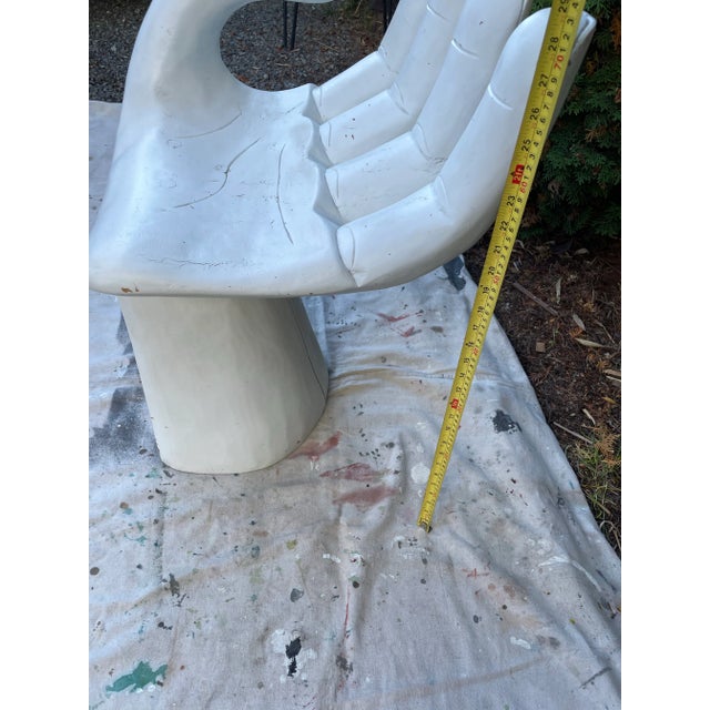 White 1970s Vintage Wooden Hand Chair – Sculptural Surrealist Art Seat For Sale - Image 8 of 10