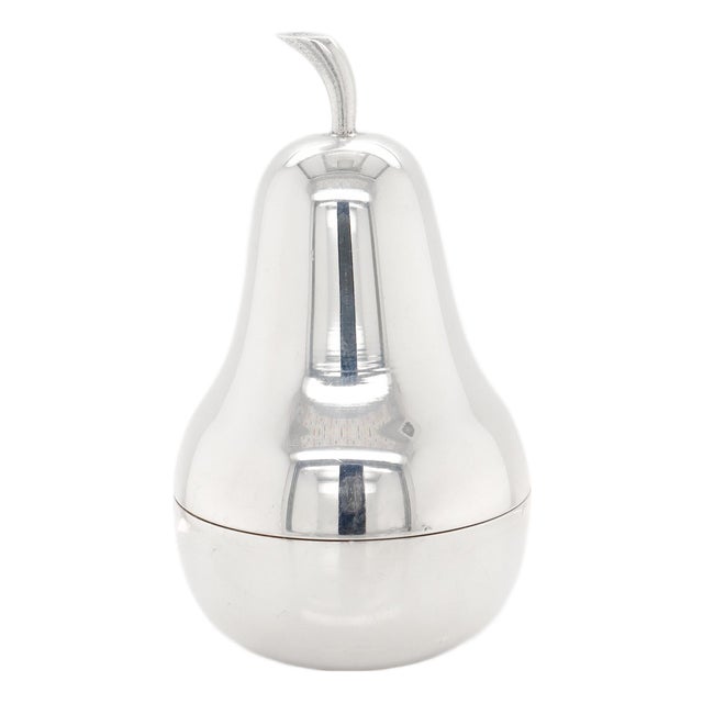 Vintage Tiffany & Co. Sterling Silver Figural Pear Box With a Gilt Interior For Sale