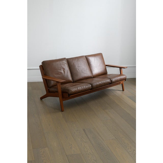 1950s 1950s Hans J. Wegner Ge 290/3 Sofa, Teak & Leather, Mid-Century Modern For Sale - Image 5 of 6