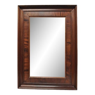Antique American Empire Crotch Mahogany Wood Frame Rectangular Wall Mirror For Sale
