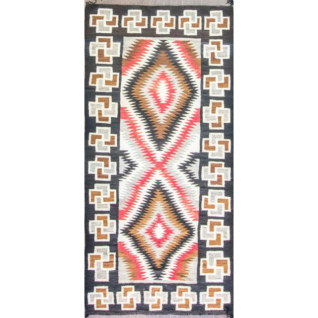 Textile Antique Large Navajo Style Eye Dazzler Rug, 4'2" X 9'4" For Sale - Image 7 of 7
