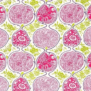 Schumacher Katsugi Fabric in Fuchsia & Chartreuse For Sale