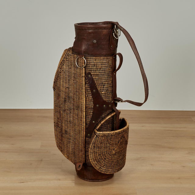 Mid 20th Century Vintage British Colonial Style Wicker Golf Bag For Sale - Image 5 of 11