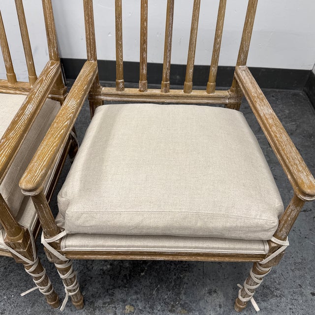 Brown Matthew Izzo Collection Barnaby French Country Pine Wood Armchairs, Pair For Sale - Image 8 of 12