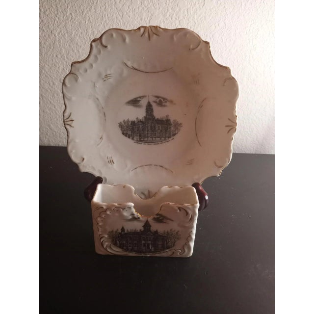 Antique White 1970s Vintage Tm Grisham Porcelain Made in Germany Holder & Plate Set of 2 For Sale - Image 8 of 8