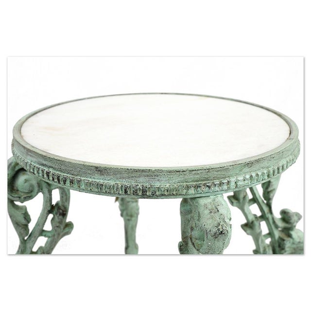 Patinated Cast Iron Side Table with Marble Trays For Sale - Image 6 of 9