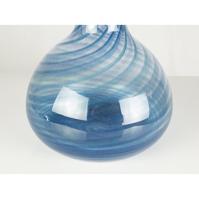 Thick Murano glass vase/bottle in blue shades attributed to Barovier and Toso italian glasswork. Excellent condition. This...