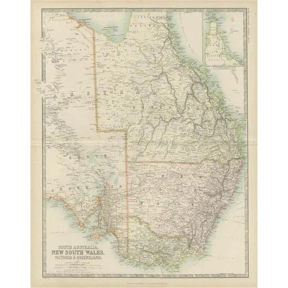 1900 - 1909 Antique Map of New South Wales by Johnston, 1909 For Sale - Image 5 of 5