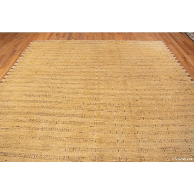 Soft Plush Wool Pile Warm Cozy Yellow Gold Color Abstract Tribal Geometric Design Modern Room Size Rug, Country Of Origin:...