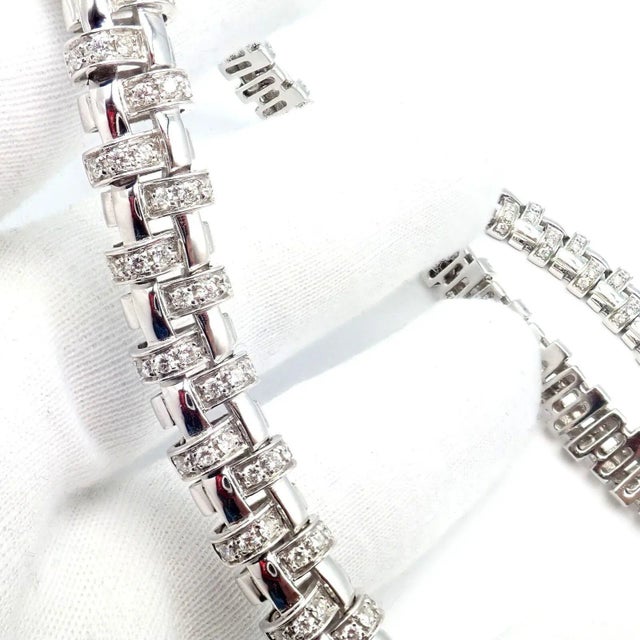 Tiffany & Co Vannerie 18k White Gold Basket Weave Diamond Necklace This authentic Tiffany & Co. Vannerie necklace is a...