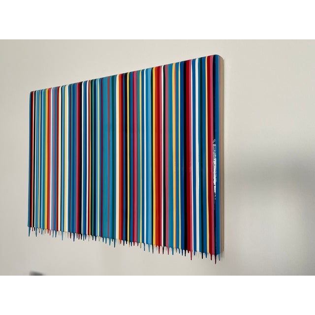 Original signed 2023 commissioned 36" W X 24" H X 2" D multicolored painting on wood panel by Gian Garafalo. Gallery...