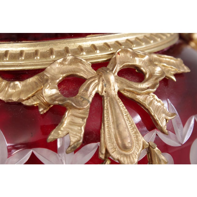 1950s Pair Palatial Bohemian Cut to Clear Crystal Bronze Urns For Sale - Image 5 of 18