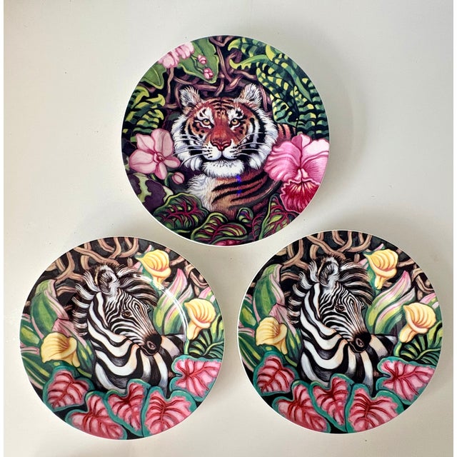 Ceramic Fitz and Floyd Exotic Jungle Tiger Plate For Sale - Image 7 of 8