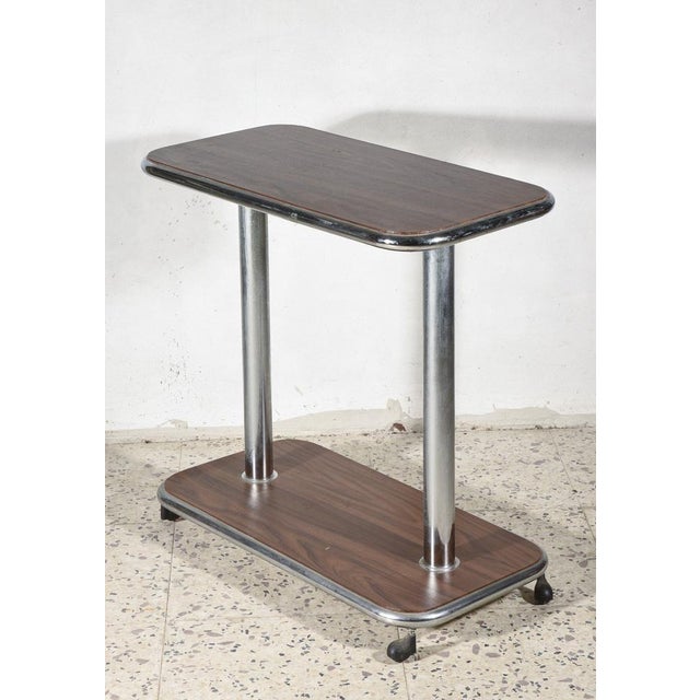 Trolley Table in Wood and Chromed Steel, Italy, 1980 For Sale - Image 6 of 8