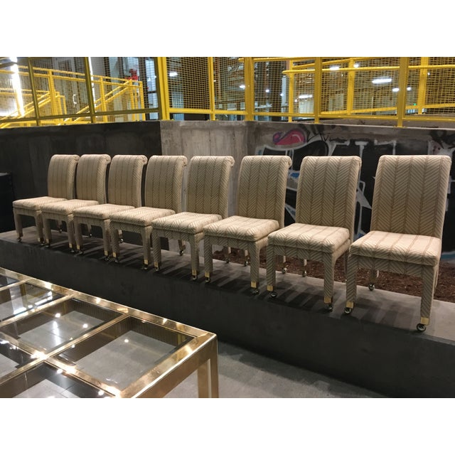 MidCentury Modern Rolled Back Parsons Dining Chairs on Casters by