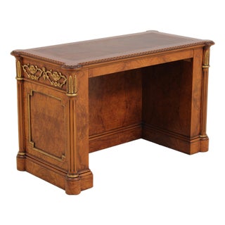 Francesco Molon Leather Top Office Writing Desk Computer Credenza For Sale