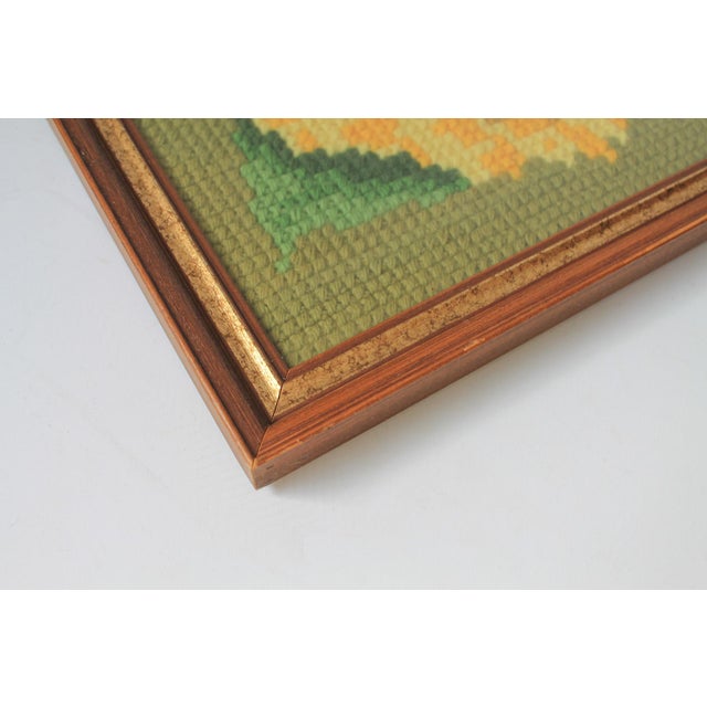 Vintage Framed Sunflower Needlepoint Art Wall Hanging For Sale - Image 4 of 8