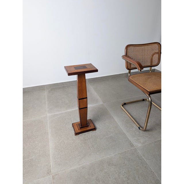 Art Deco Wooden Pedestal Column with Geometric Marquetry, France, 1920s For Sale - Image 13 of 18