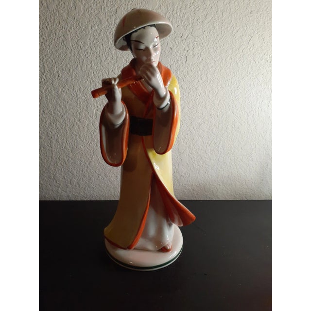 1980s Vintage Fine Porcelain Kimono Japanese Musical Figurine, Made in Italy For Sale - Image 5 of 6