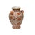This striking ceramic vase features a lobed, baluster-style body decorated with a vibrant iron-red /orange red floral...
