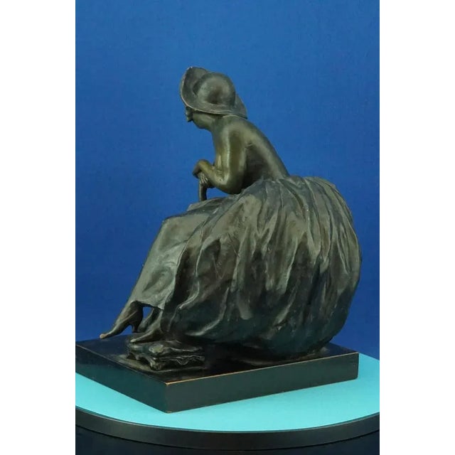 Ceramic Art Nouveau Ceramic Sculpture Depicting a Lady on a Thonet Chair by Guido Cacciapuoti, Naples, Italy, Early 1900s For Sale - Image 7 of 18
