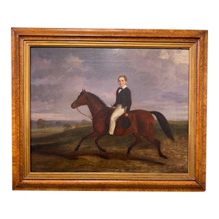 19th Century Equestrian Oil on Canvas For Sale