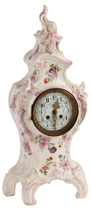 French Baroque Style Countertop Clock in Porcelain, 1800s