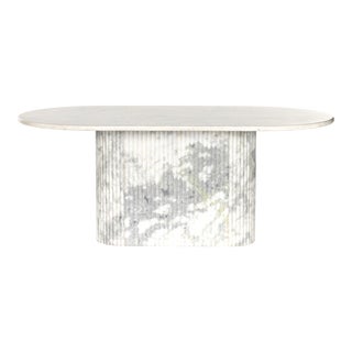 Four Hands Oranda Dining Table - Polished White Marble w/ Sealant For Sale