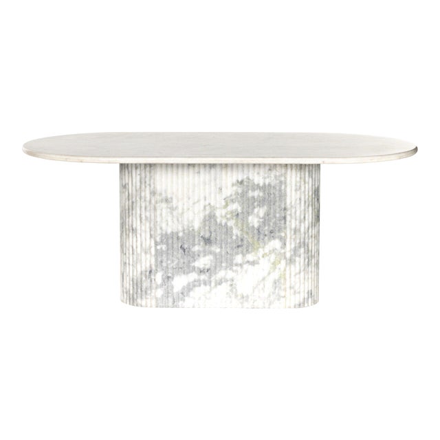Four Hands Oranda Dining Table - Polished White Marble w/ Sealant For Sale