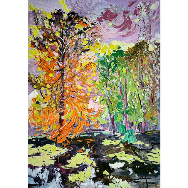 Mauve Linda Clerget, Autumn Impressions in Sully-Sur-Loire, Acrylic For Sale - Image 8 of 8