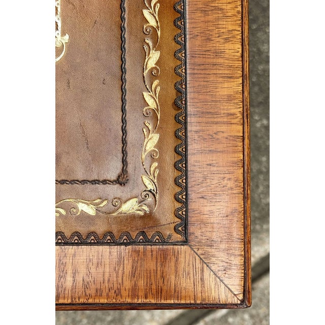 Brown English Writing Table or Desk of Mahogany With Leather Top For Sale - Image 8 of 12