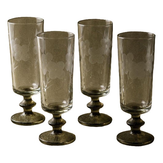Vintage Champagne Glasses, 1970s, Set of 4 For Sale