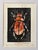 An original hand-carved block linocut featuring a detailed beetle motif, individually printed with black ink and finished...