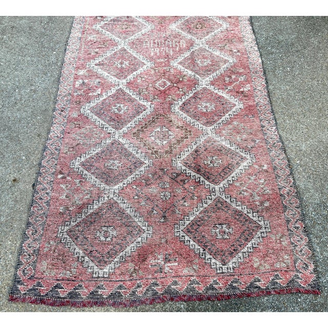 Distressed Hand-Knotted Wool Caucasian Rug 'Reservable' Signed & Dated 1994 For Sale - Image 9 of 18