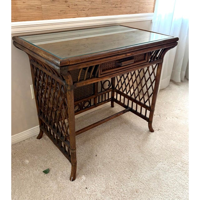 Lewittes Furniture 1970s Rattan Desk W/ Chair For Sale - Image 4 of 12