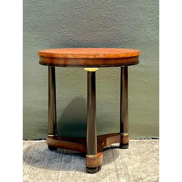 Wood Vintage Richel Muebles Neoclassical Burl Side Table For Sale - Image 7 of 12