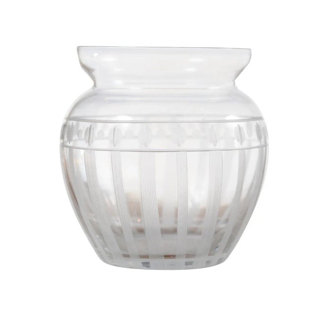 20th Century Petite English Glass Bulbous Container with Etched Motifs For Sale - Image 12 of 12
