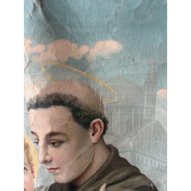 19th Century Italian Religious Banner Jesus & Saint Anthony Tassels For Sale - Image 12 of 12
