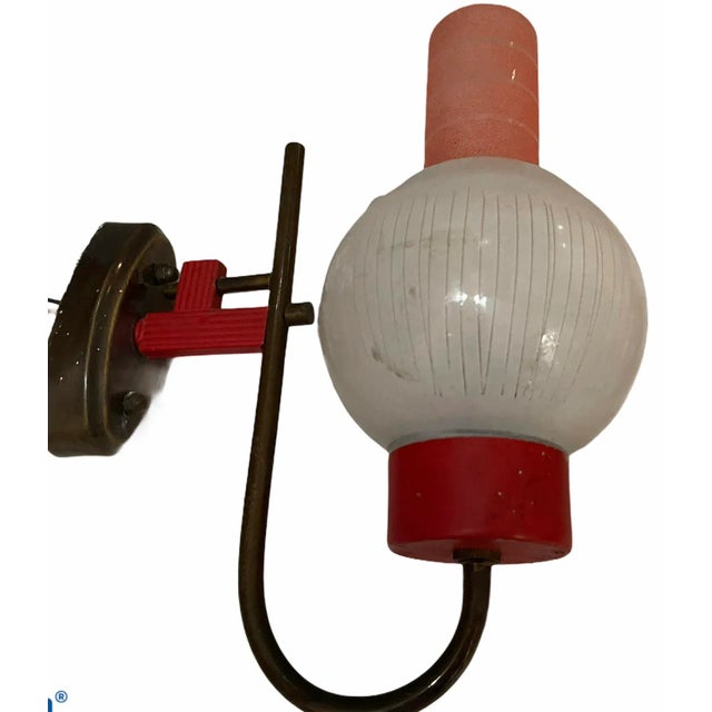 Vintage Red Glass Sconces by Stilnovo, 1950s, Set of 2 For Sale - Image 6 of 10
