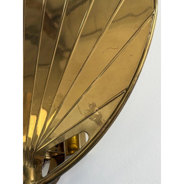 1980s Pair of 1979 Chapman Brass Fan Sconces For Sale - Image 5 of 12
