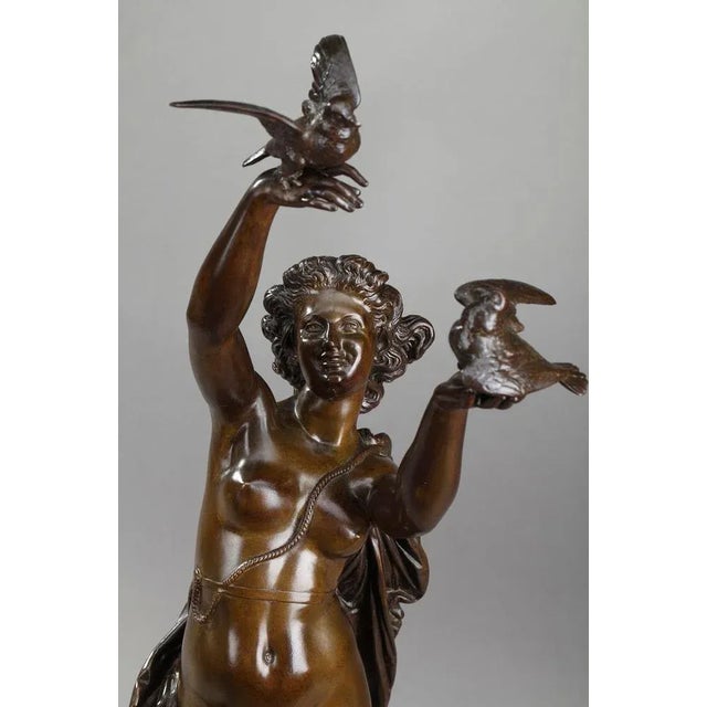 Bronze Femme Aux Colombes Sculpture by Charles-Alphonse Gumery For Sale - Image 3 of 18