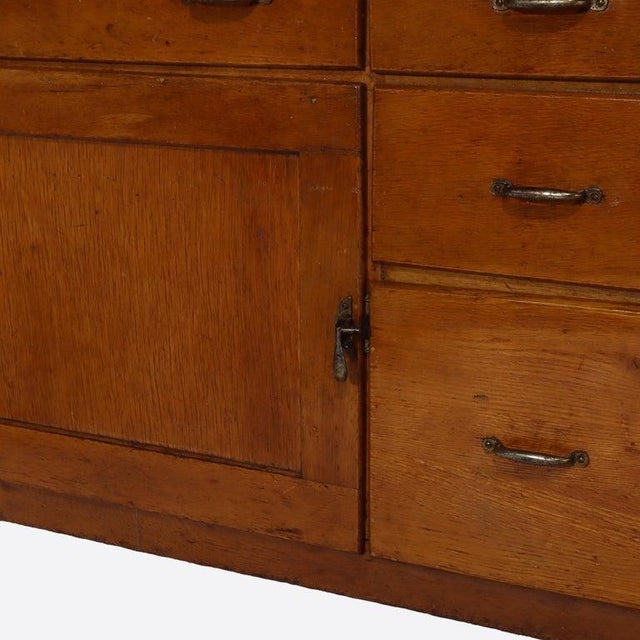 Antique Hoosier Oak Porcelain Top Cabinet With Mirror Unsigned For Sale - Image 9 of 13